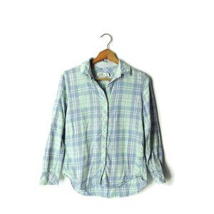 Vineyard Vines Relaxed sz 0 women's flannel plaid shirt top blouse blue lilac